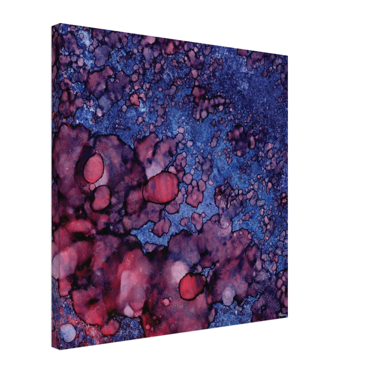 Twilight Shadow abstract alcohol ink canvas print in deep blue and rich purple