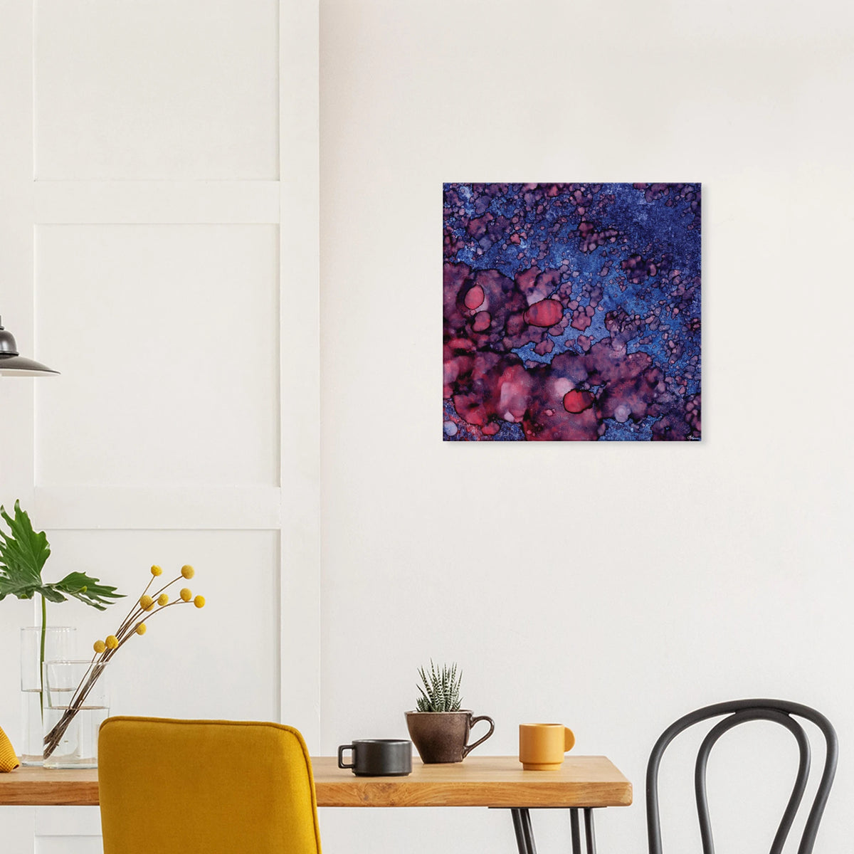 Twilight Shadow abstract alcohol ink canvas print in deep blue and rich purple
