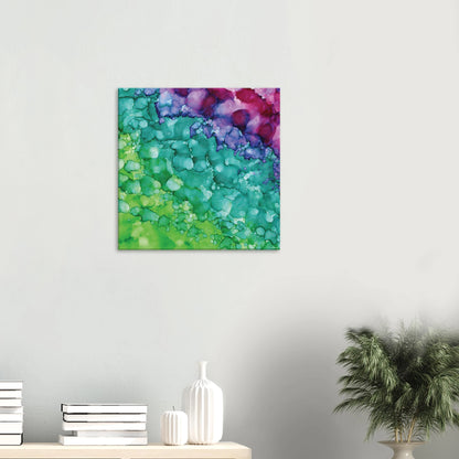 Spring Renewal abstract alcohol ink canvas print in soft greens and turquoise