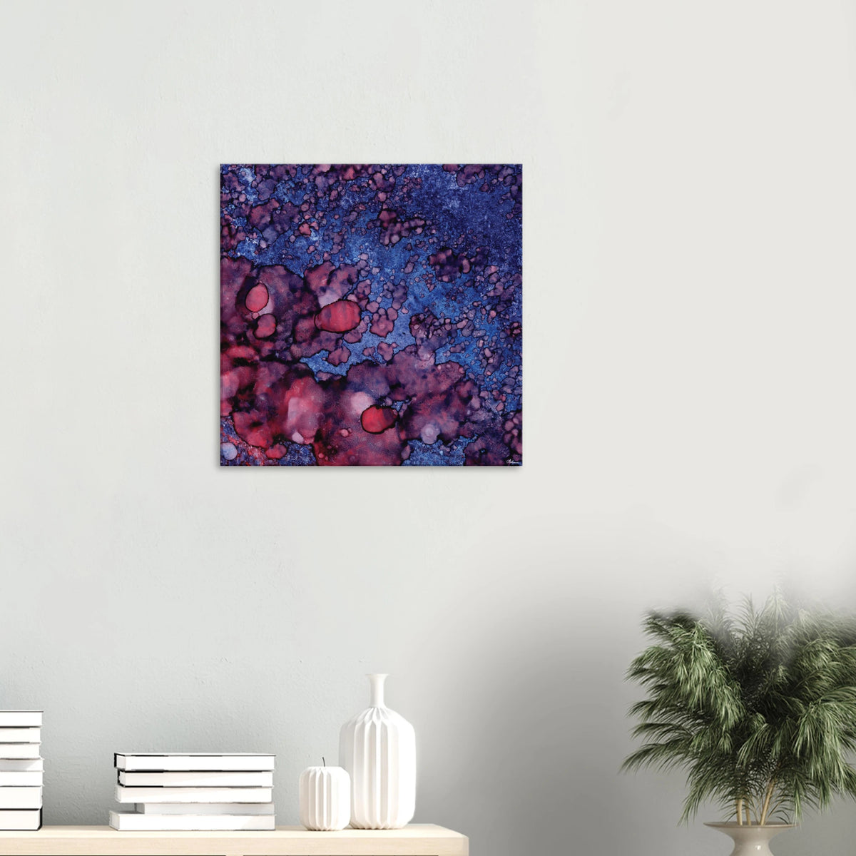 Twilight Shadow abstract alcohol ink canvas print in deep blue and rich purple