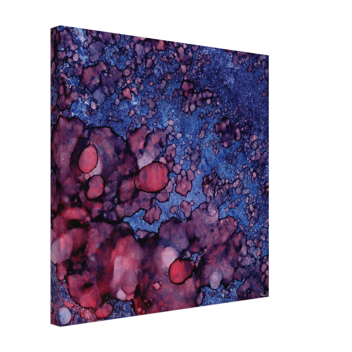 Twilight Shadow abstract alcohol ink canvas print in deep blue and rich purple