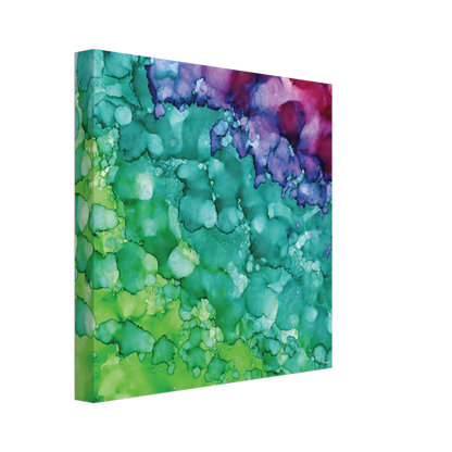 Spring Renewal abstract alcohol ink canvas print in soft greens and turquoise